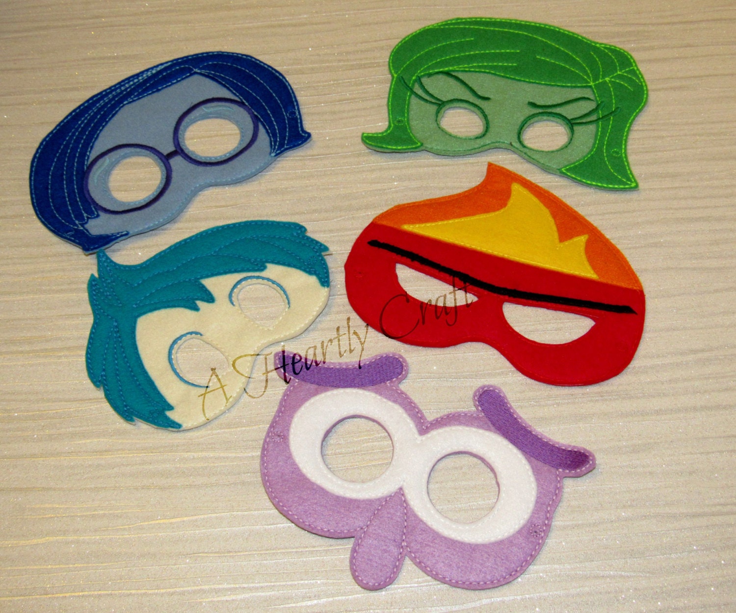Set of 5 Feelings Mask Inspired By Inside Out Emotions Masks