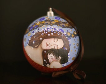 Gustav Klimt "Mother and Child" Christmas Ornament