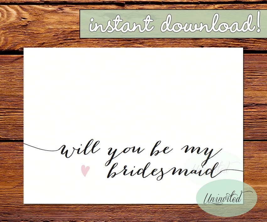 Printable Bridesmaid Proposal Card Instant Download Will 0079