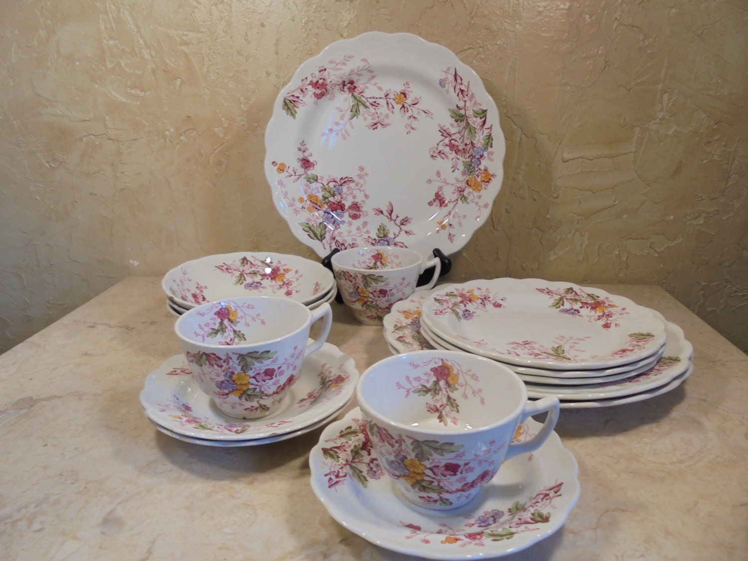 SR Ridgway Staffordshire Ironstone Setting for 3 Tea