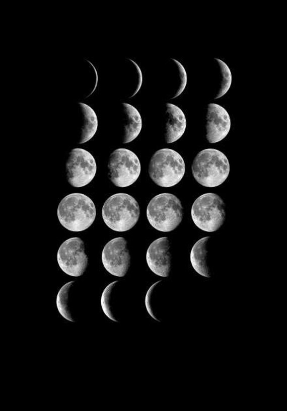 Moon Phases Moon Print Moon Poster Moon Art