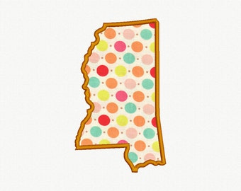 State of Mississippi Applique Machine Embroidery Design - 5 Sizes
