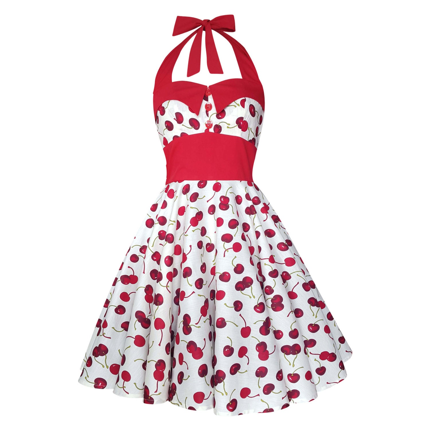 Rockabilly Dress White Red Cherry Dress Pin Up Dress Plus Size