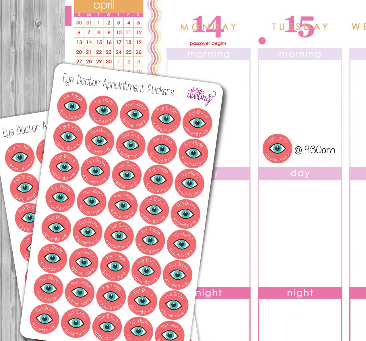 Vision / Eye Doctor Appointment Reminder Planner Stickers for