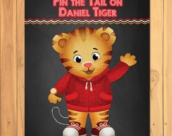 Pin the Tail on Daniel Tiger Chalkboard Party Game * Daniel Tiger Printable * Daniel Tiger Pin the Tail Game * Daniel Tiger Party Favors