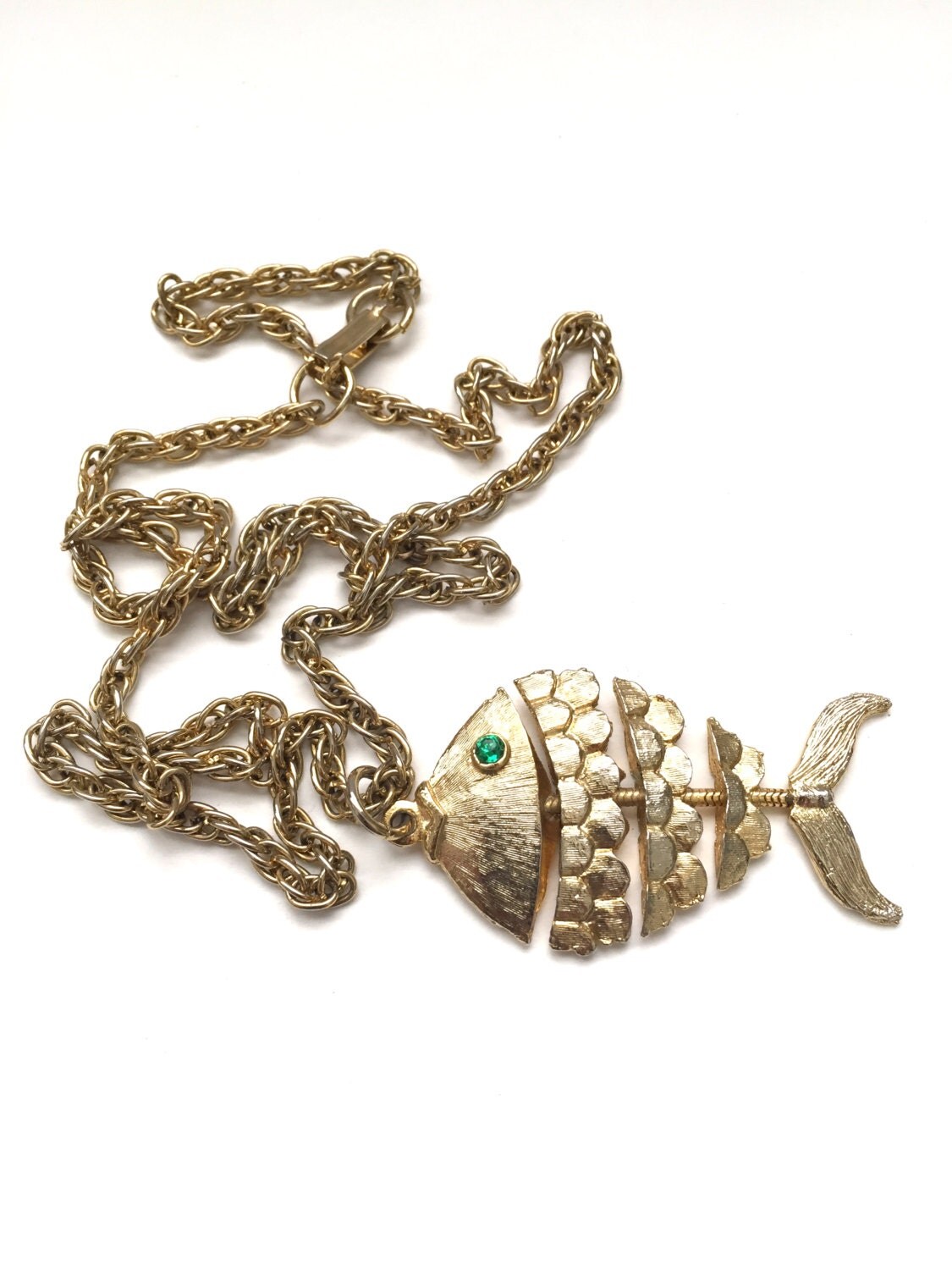 Vintage Sixties Articulated Fish Pendant by thayerstreetvintage