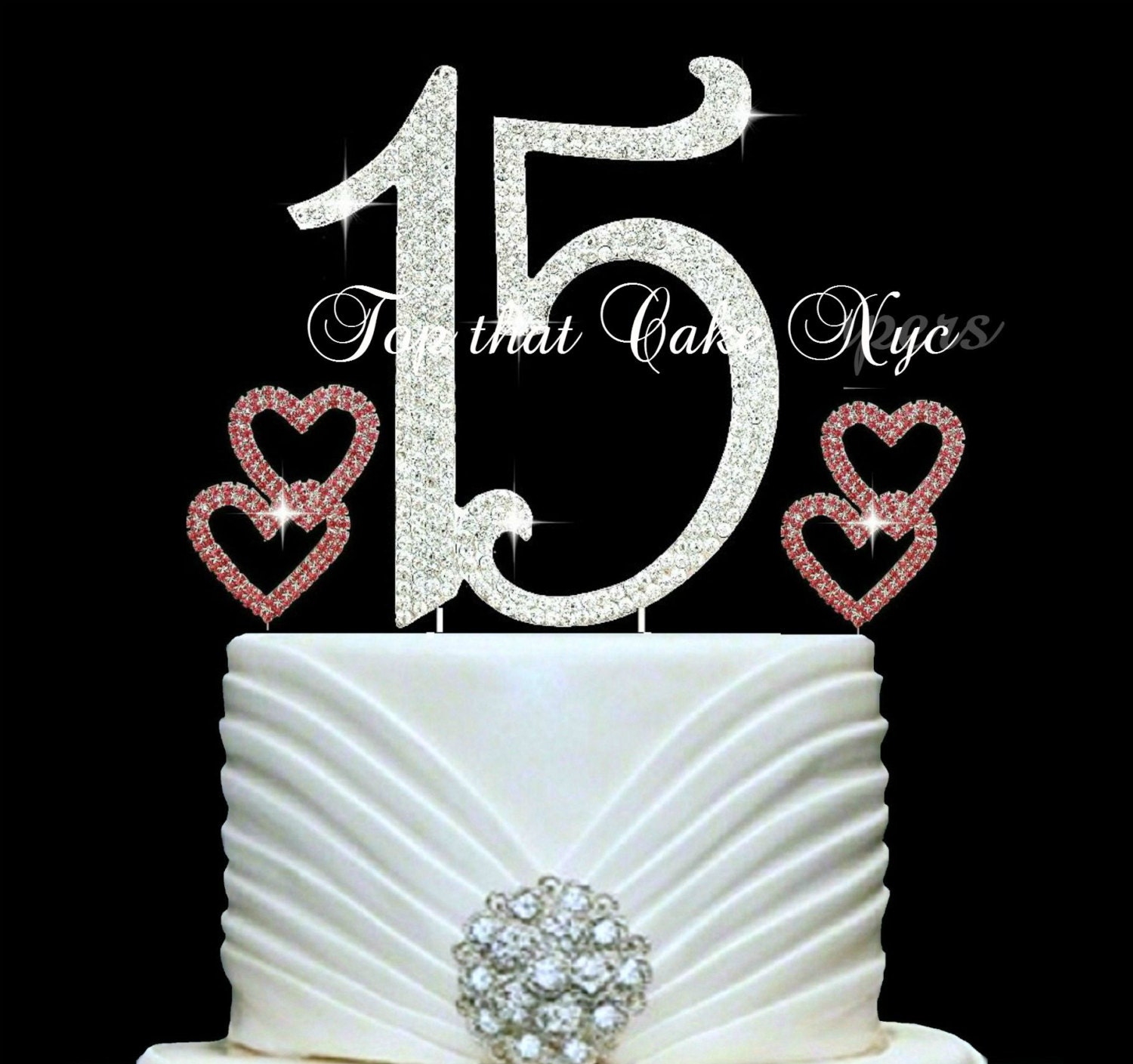Large Quinceanera 15 Birthday cake topper in crystal