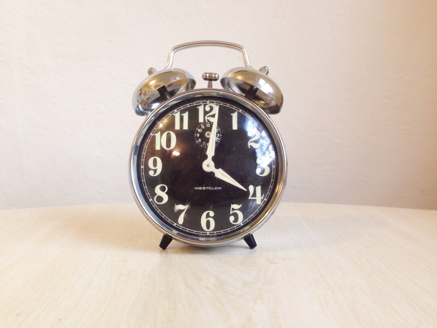 Vintage Black and Silver Twin Bell Westclox Alarm Clock Wind