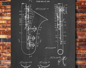 Saxophone Patent Print Art 1937