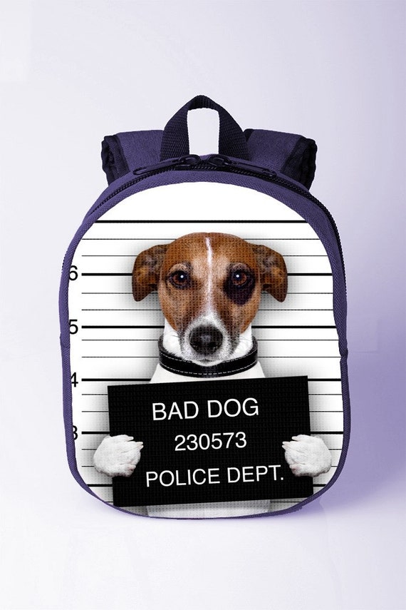 Dog print backpack Children's backpack Blue backpack