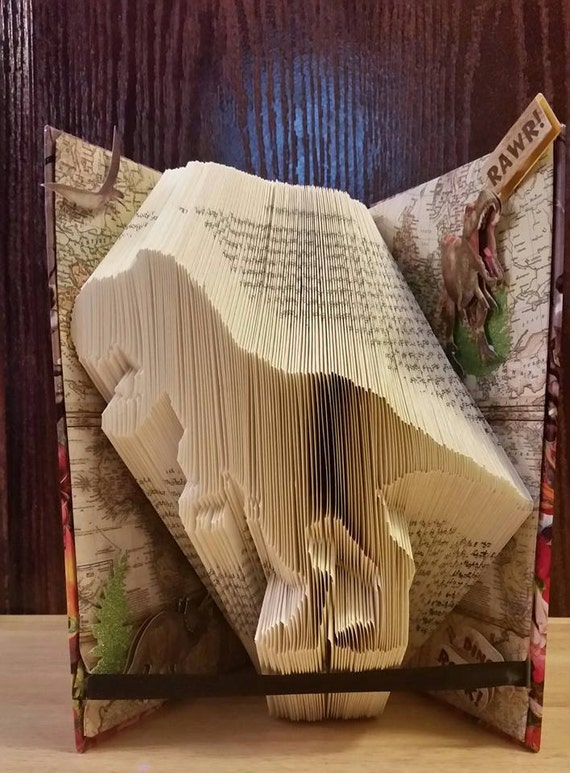 T-rex Dinosaur book folding pattern and FREE TUTORIAL