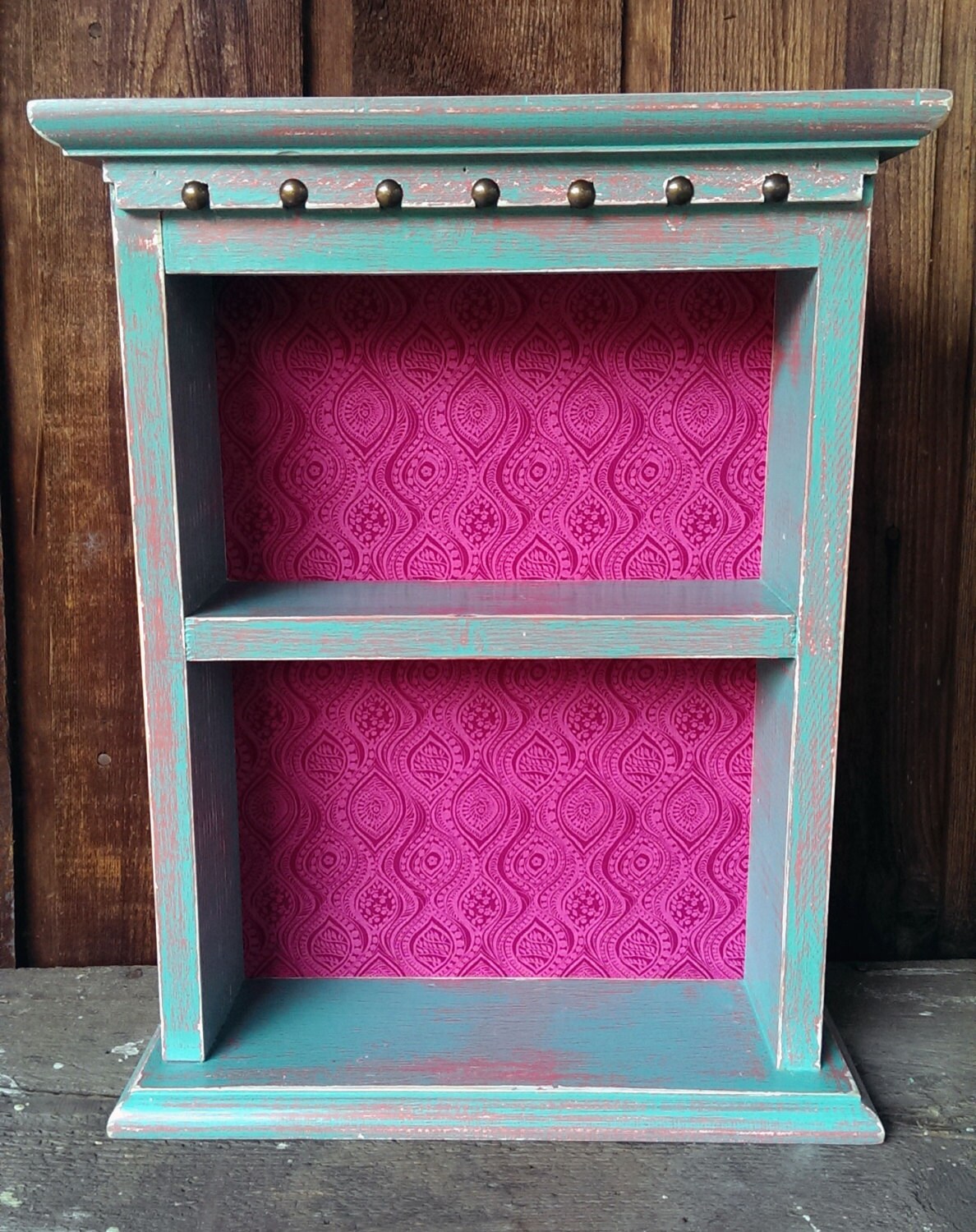 Rustic Shabby Chic Bohemian Shelf Pink Green Patina