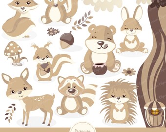 Woodland animals clip art, Forest animals clip art, Woodland animals clipart, Woodland animal clipart - CA195