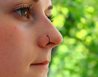 Silver Black Nose Ring, Nose piercing 22g, Helix jewelry, Tragus earring, Cartilage earring, Daith earring, Septum piercing, Rook earring