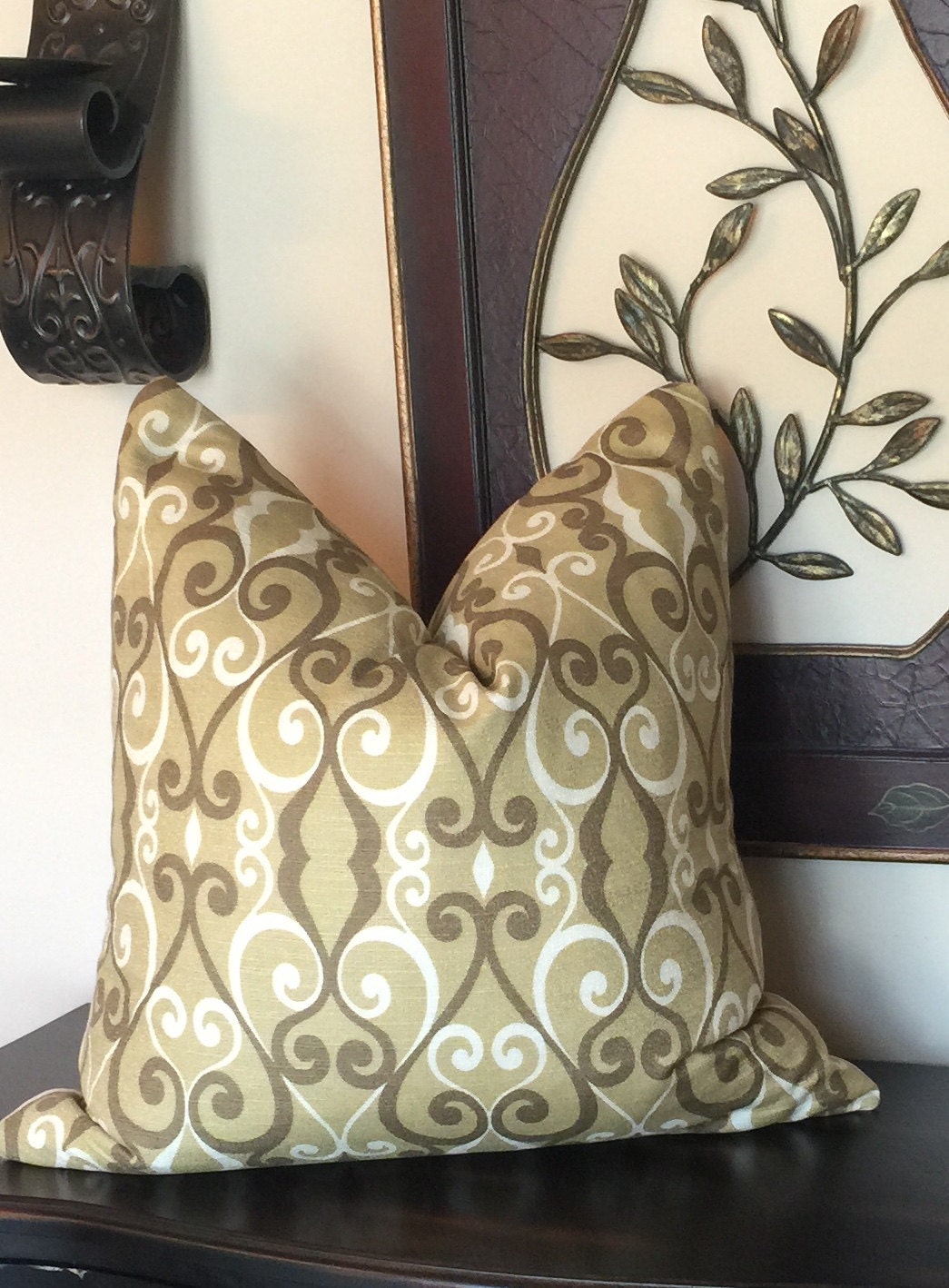 olive green throw pillow