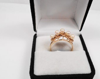 Five Pearls in a 10kt. Gold Ring