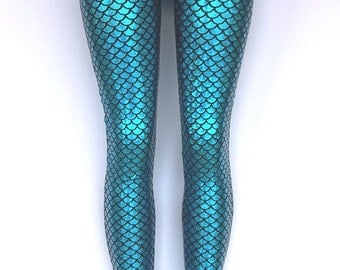 Mermaid Leggings 15 Colors Fish Scale Shiny Metallic Tights. Great for ComiCon Rave Dance Gym Cheer Roller Derby Pole Costume Cosplay!!