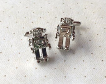 Robot Cufflinks Cuff Links in Silver