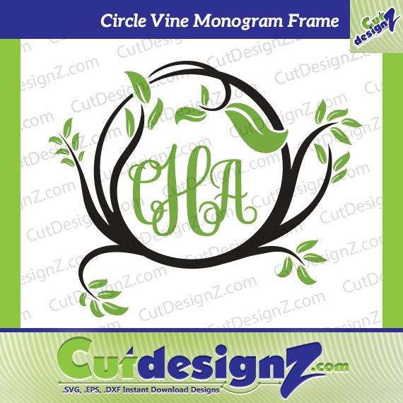 Circle Vine Monogram Frame SVG DXF EPS Cut File