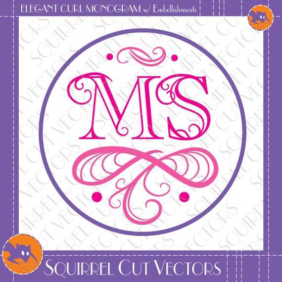 Download Elegant Curl Monogram with embellishment SVG DXF EPS ...