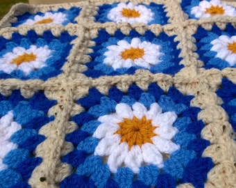 Crochet Blanket Daisy Granny Square Throw Afghan