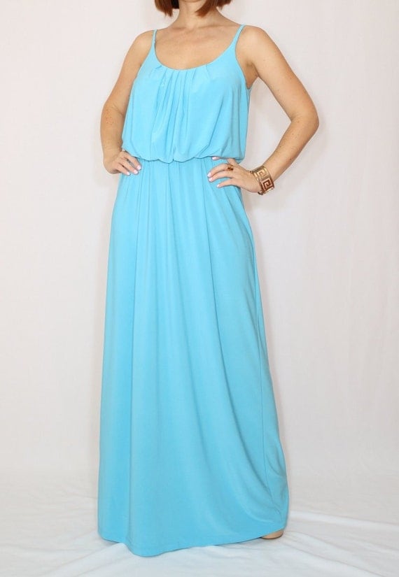 Aqua blue dress Maxi dress Bridesmaid dress Long summer dress