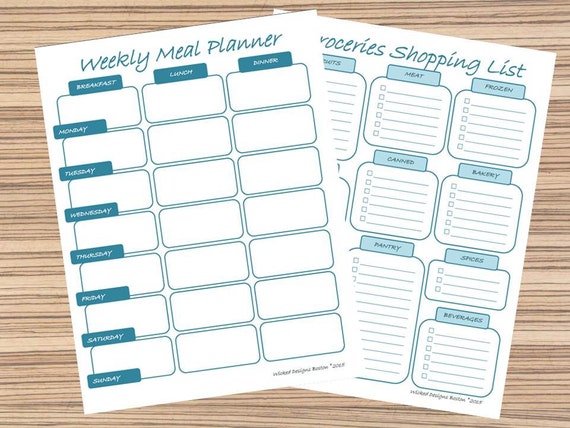 meal planner grocery list weekly meal planner printable