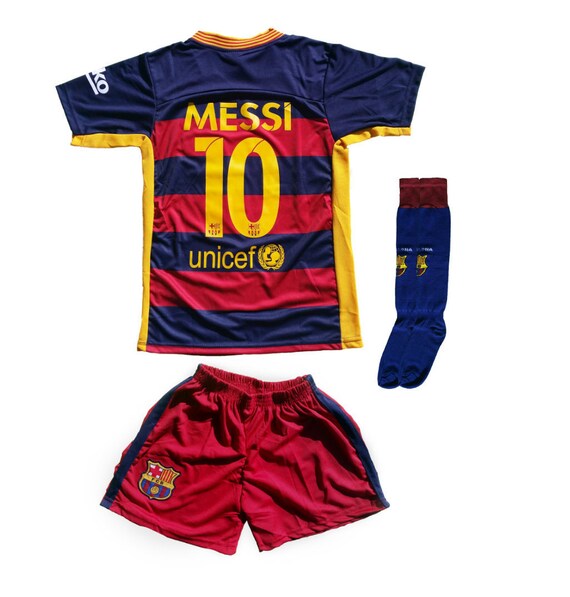 Barcelona 10 MESSI Home Kids Jersey and Shorts by handmadejerseys