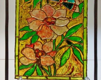 White Flowers with Dragonfly