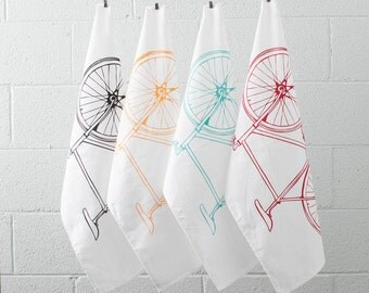 Fixie Cafe Towel - BLACK Bike, SINGLE Cotton