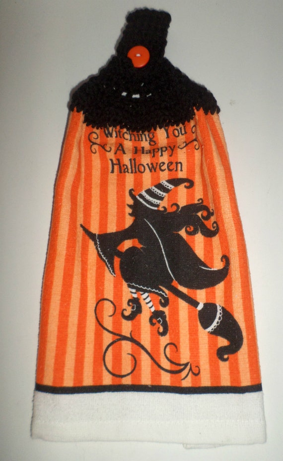 Halloween Witch Towel Crochet Top Towel Hanging Kitchen
