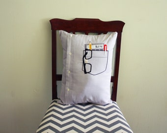 Nerd Pocket Pillow // Men's Shirt Pillow // Pi // Calculator // Nerdy Pillow // Nerdy Cushion // Geek Pillow // Math Pillow // Accountant