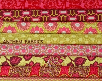 Joel Dewberry Heirloom fabric : fat quarter set of 11, Ruby Red palette