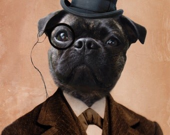 Pug Art Pug Print Dog Artwork Pet Portrait Animal Art Photography Canadian Seller - Professor Newton