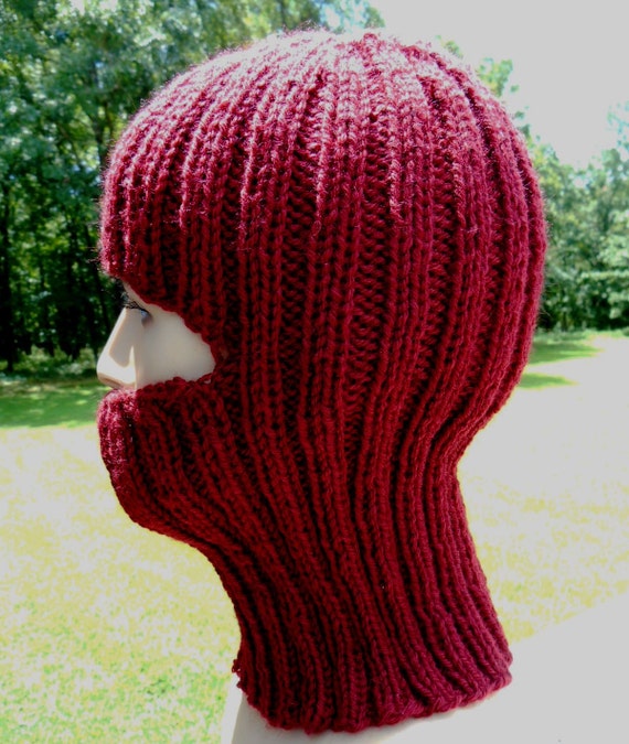 Adult Balaclava. Ski mask Dark Red color by AspenLeavesDesigns