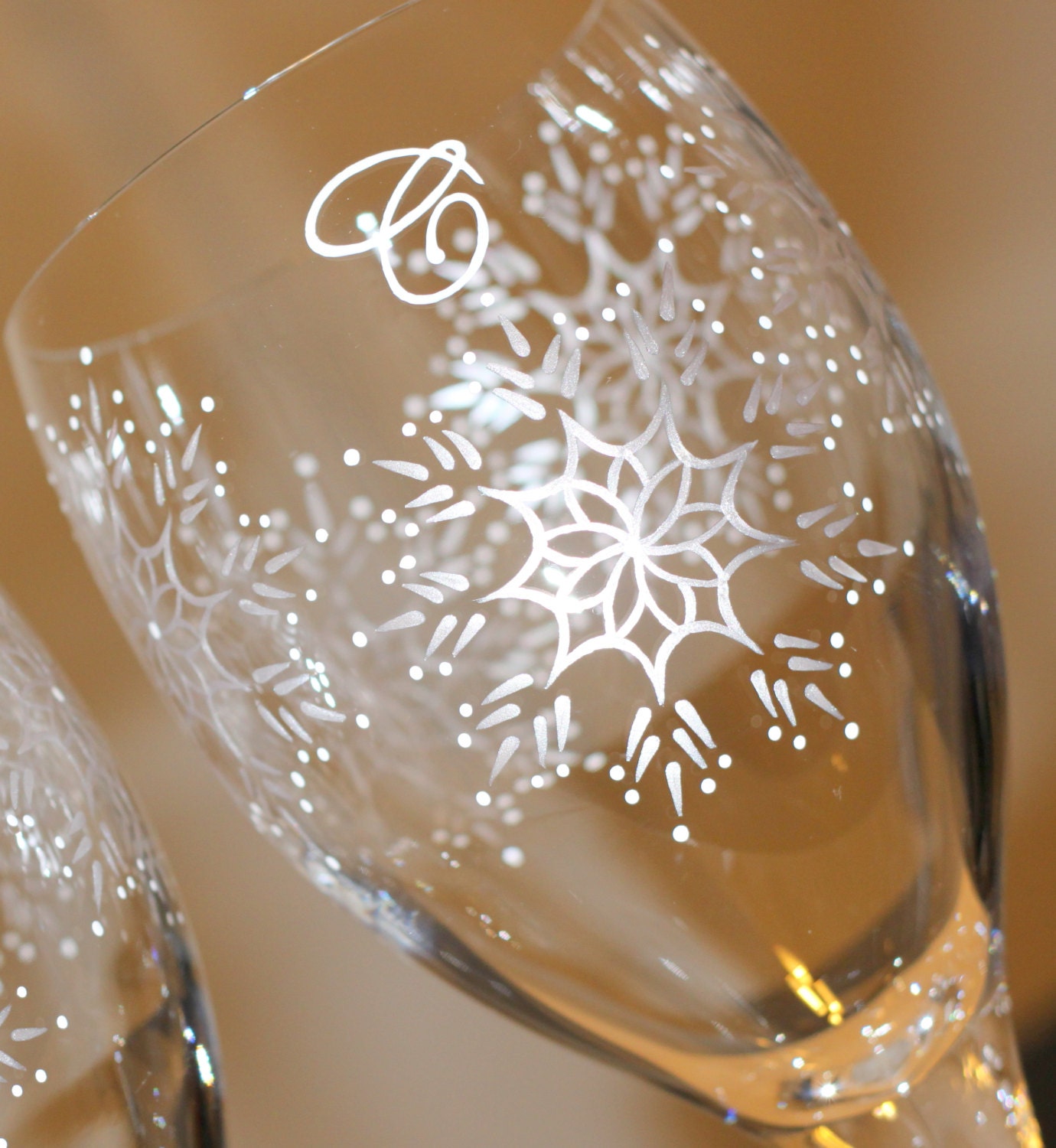 Snowflake Wine Glass Winter Glasses Holiday Glassware