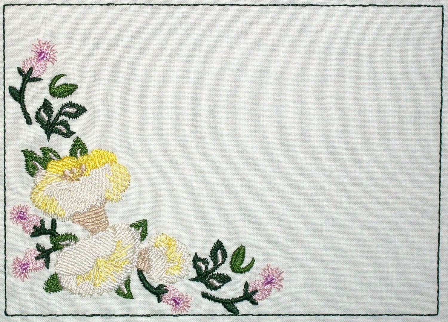 Floral corner motif embroidered quilt label to customize with your