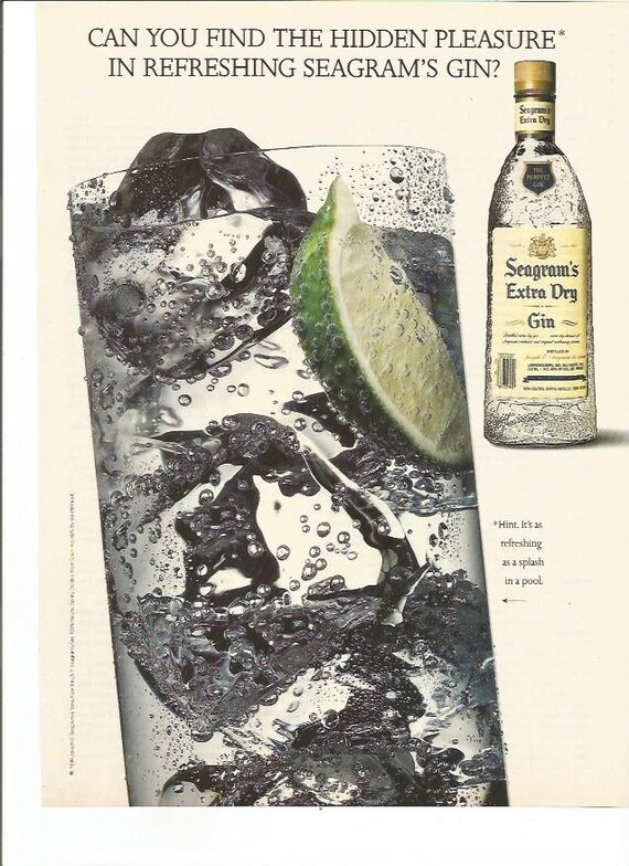 1992 Seagrams Gin Advertisement Subliminal Extra Dry Glass