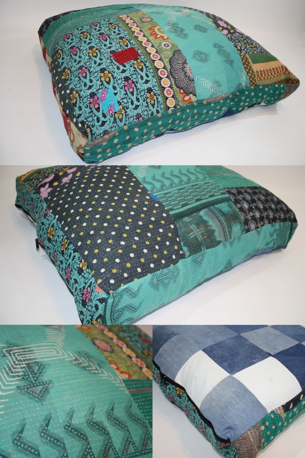 Dog Bed Large Meditation Pillow Boho Decor Turquoise