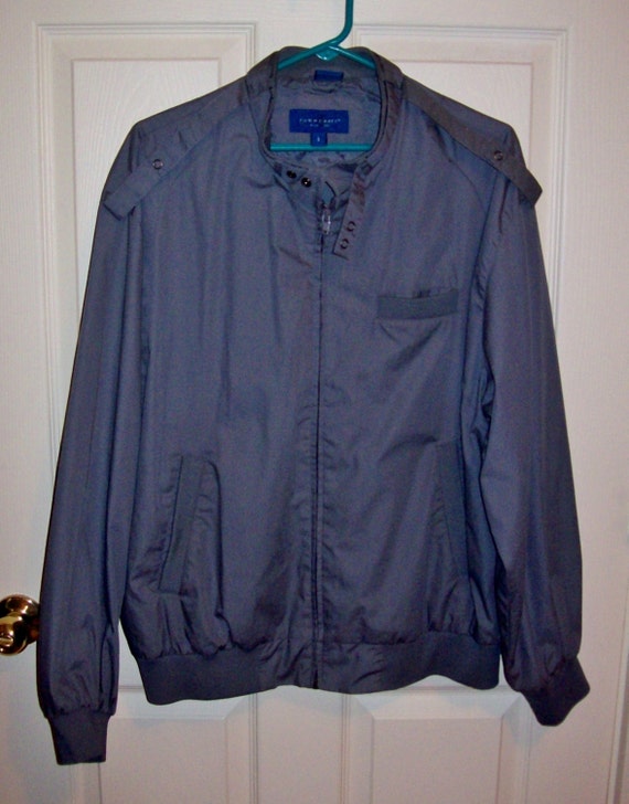 Vintage Men's Gray Zip Front Windbreaker Jacket by