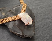 Opal Aura Quartz Shard Necklace - Brass