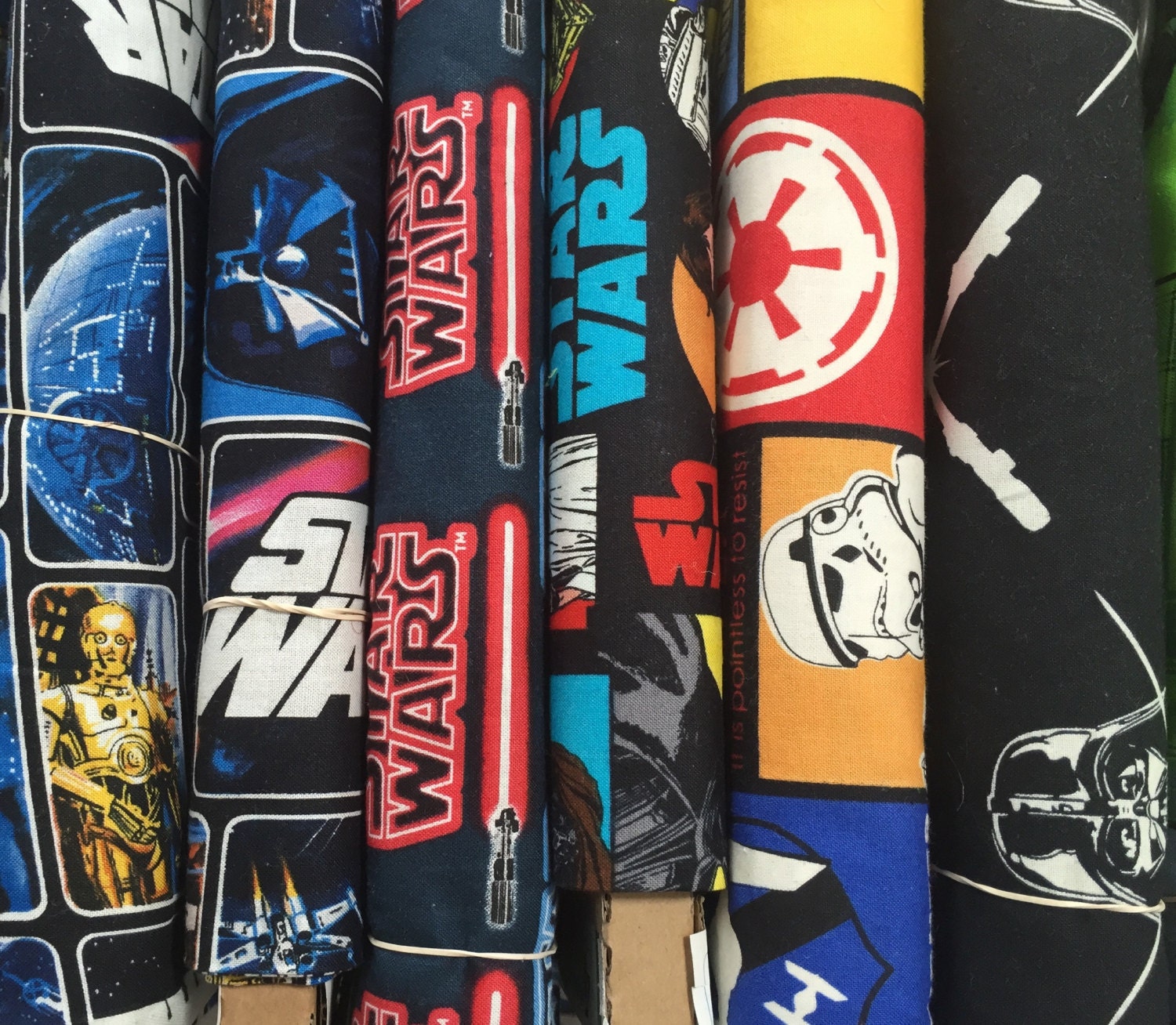 5 half yard bundle of Star Wars fabric, movie fabric, 2.5 yard total