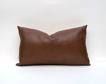 Chestnut Brown Decorative Faux Leather Pillow Cover