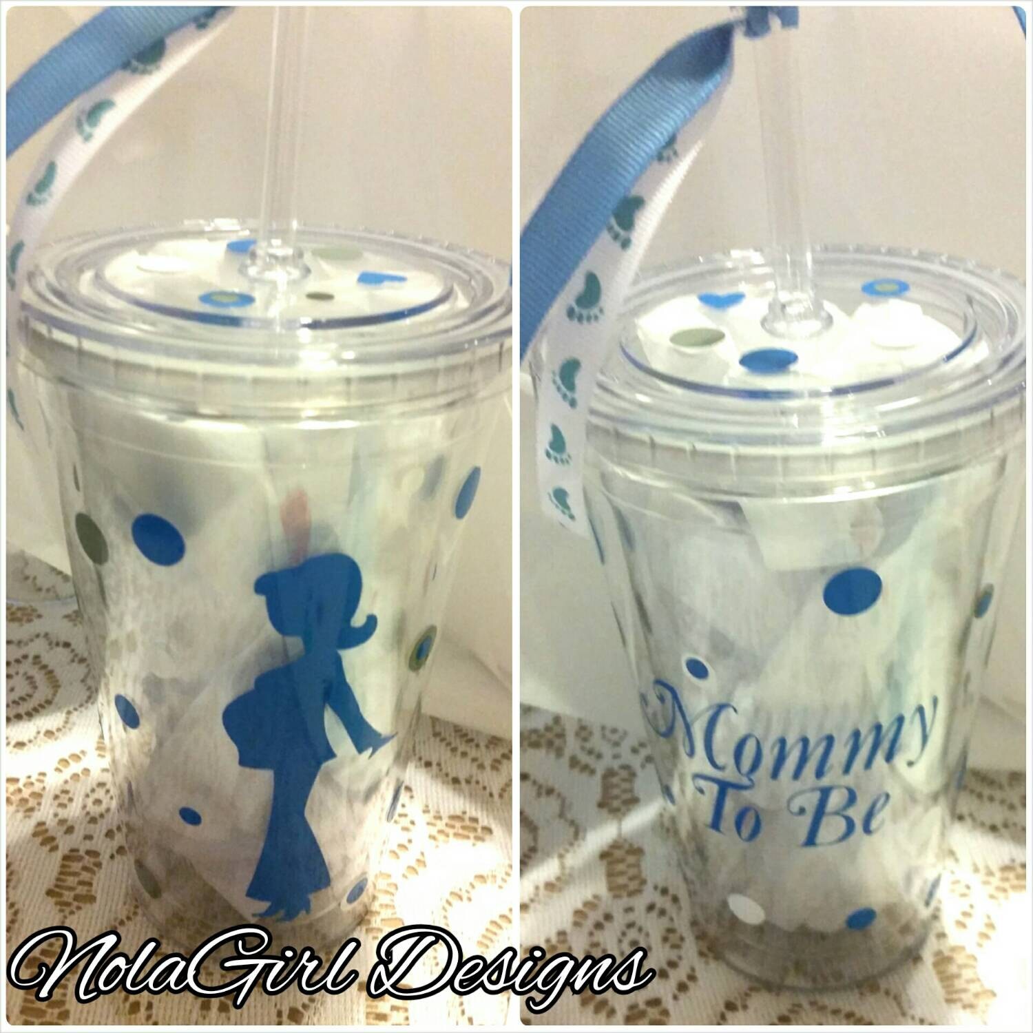 Mommy To Be Baby Shower Tumbler w/straw Acrylic Tumbler