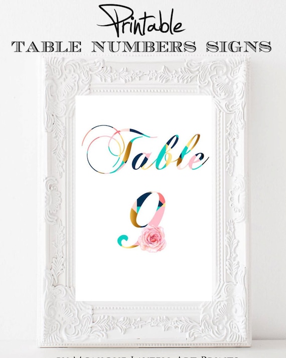 Printable 4 x 6 Table Number Signs Colorful Rose Bloom 11-20