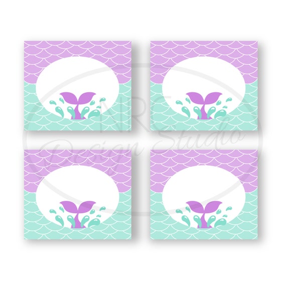 Mermaid Party Mermaid Tent Cards Mermaid by NRCDesignStudio