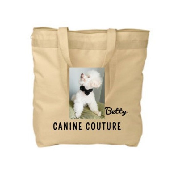 Doggie Bag. White, canvas, tote, carry bag, dog bag, back to school ...