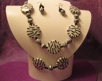 BLACK And WHITE ZEBRA Print Jewelry Set