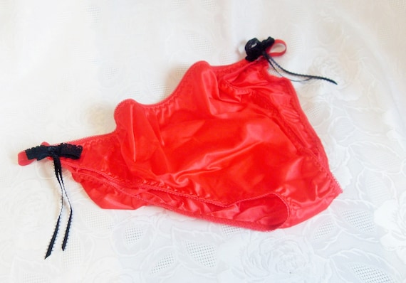 Sexy Nylon String Bikini Panty Blood Red/Black by cupidscloset