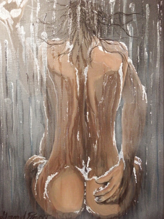 Woman Nude Under Shower 36